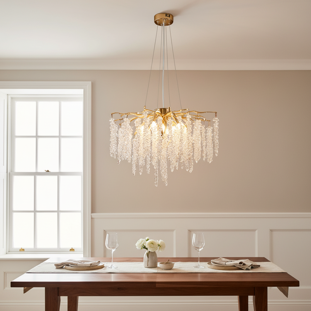 Gold Branch Crystal Chandelier 60cm | 8-Light G9