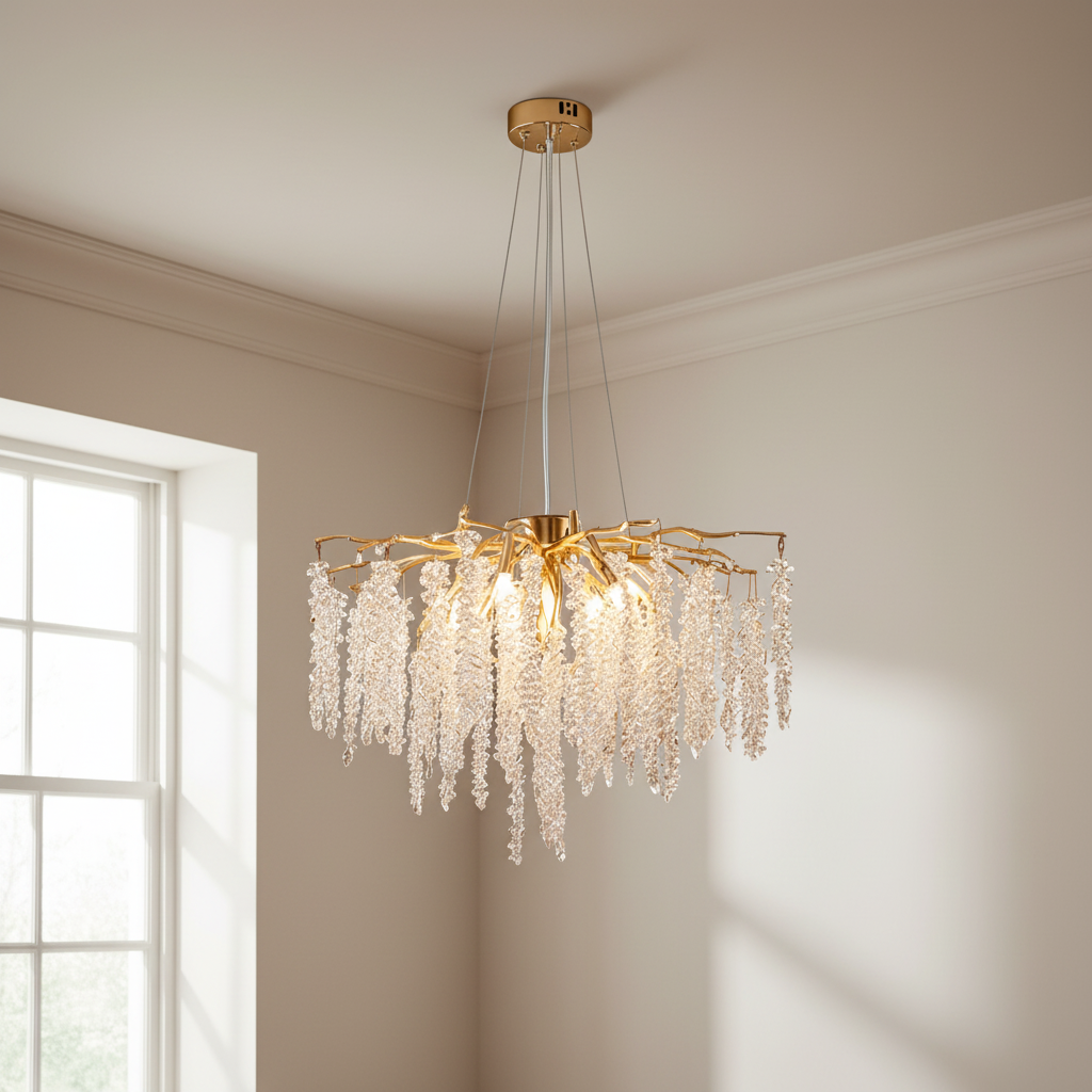 Gold Branch Crystal Chandelier 60cm | 8-Light G9