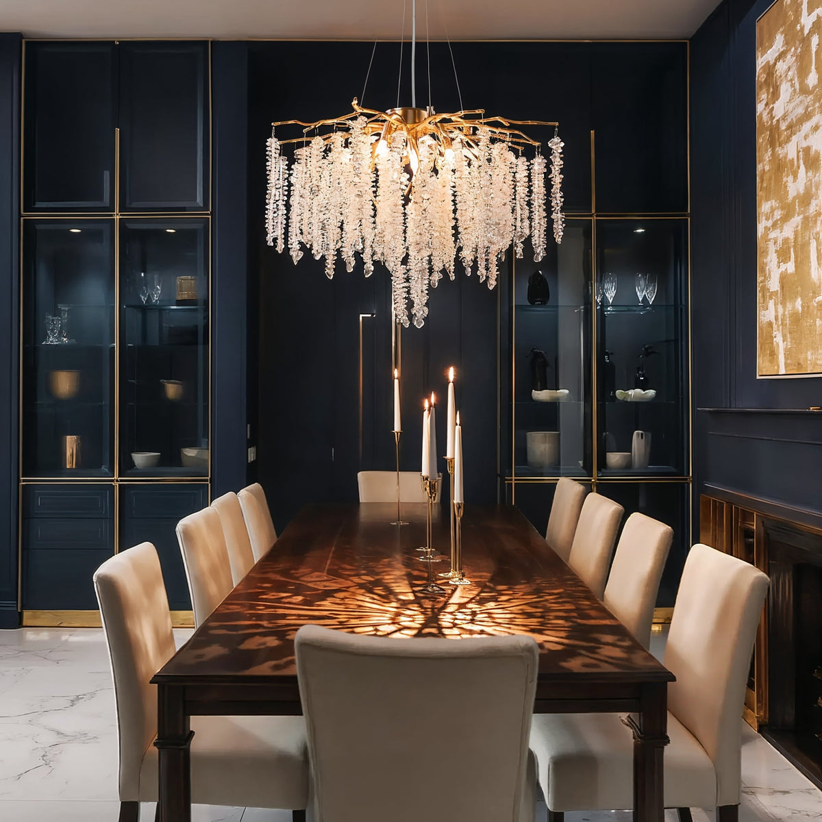 Gold Branch Crystal Chandelier 60cm | 8-Light G9