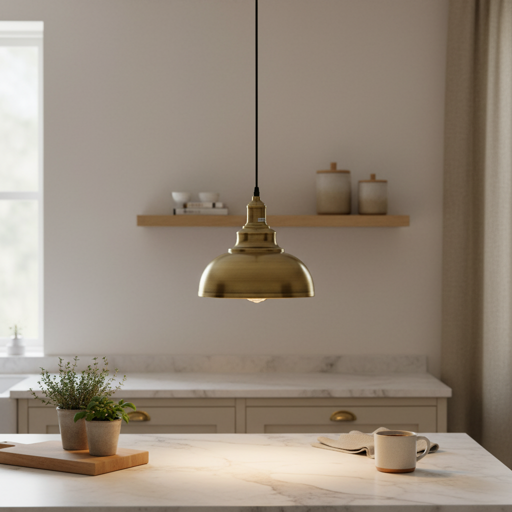Gold Brass Dome Pendant Light | E27 Bulb Included