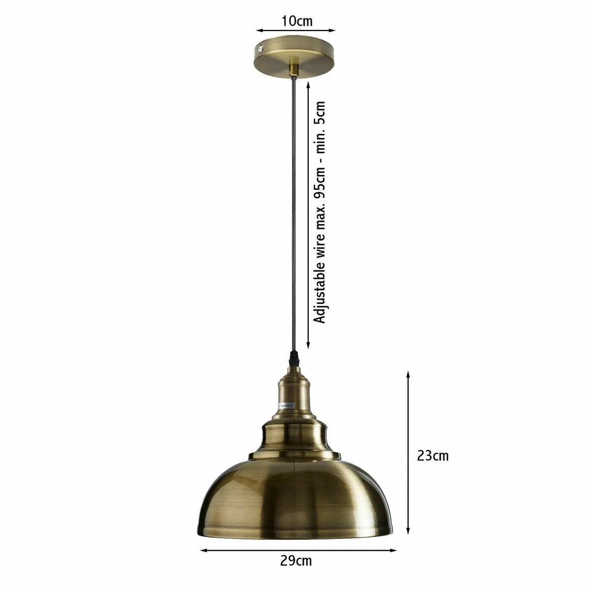 Gold Brass Dome Pendant Light | E27 Bulb Included