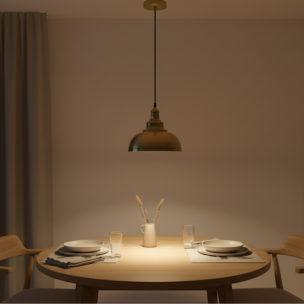 Gold Brass Dome Pendant Light | E27 Bulb Included