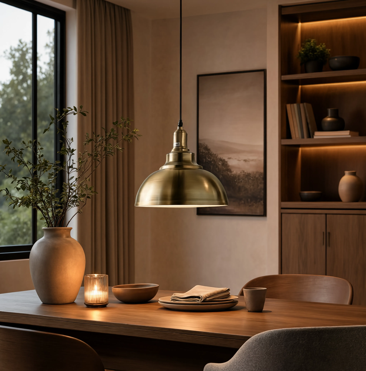 Gold Brass Dome Pendant Light | E27 Bulb Included