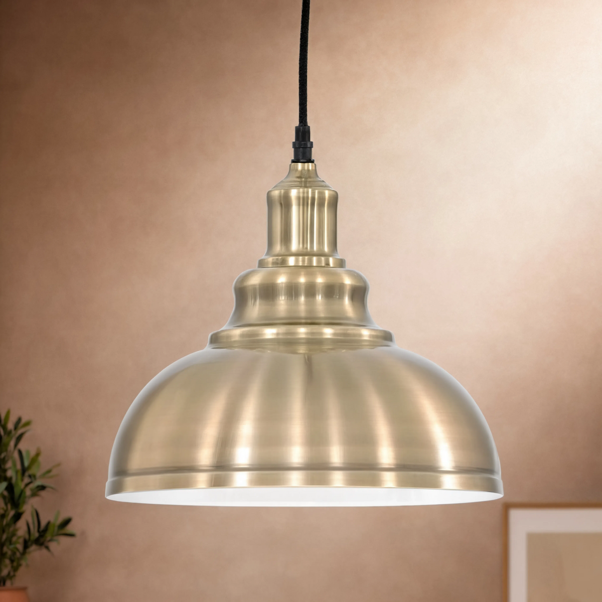 Gold Brass Dome Pendant Light | E27 Bulb Included