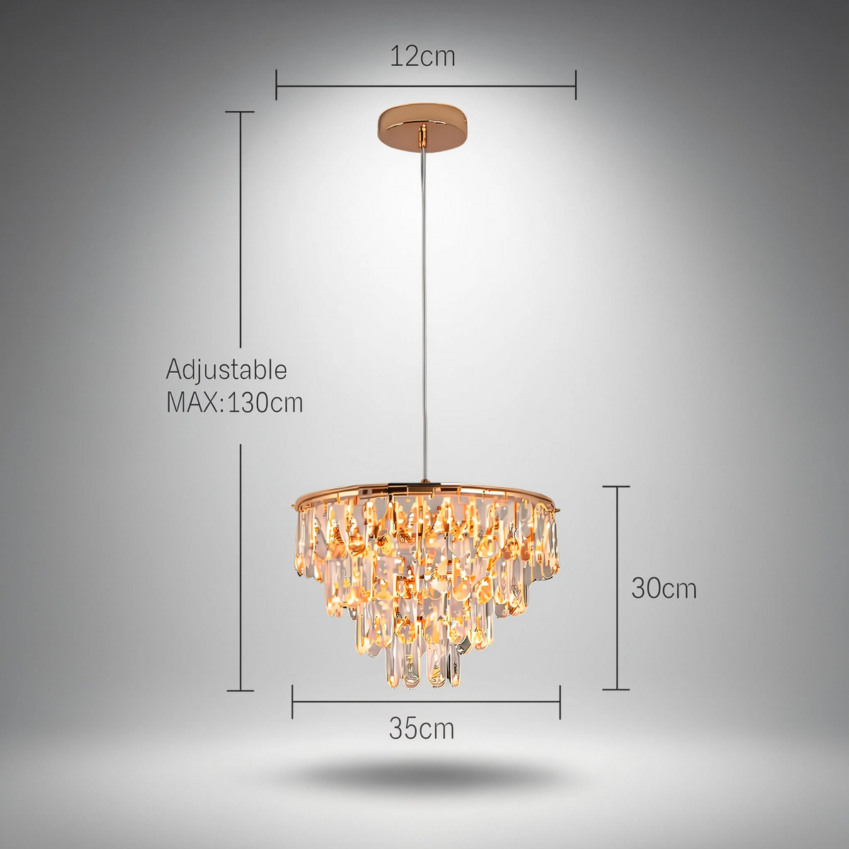 Gold Crystal Mini Chandelier 35cm | Integrated LED | 3 Colour Settings