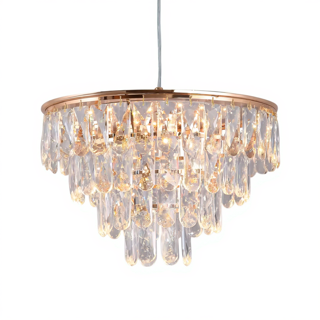 Gold Crystal Mini Chandelier 35cm | Integrated LED | 3 Colour Settings