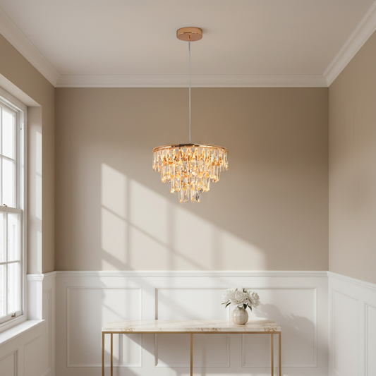 Gold Crystal Mini Chandelier 35cm | Integrated LED | 3 Colour Settings