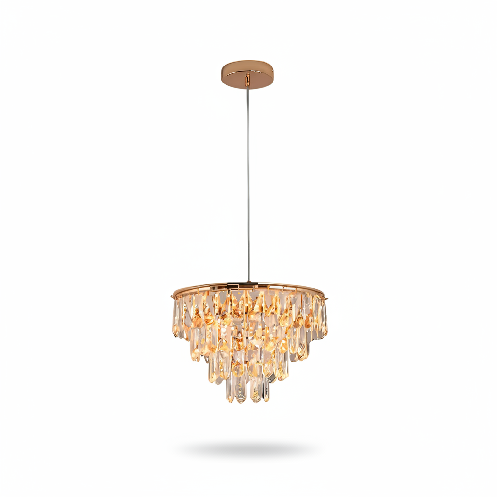 Gold Crystal Mini Chandelier 35cm | Integrated LED | 3 Colour Settings
