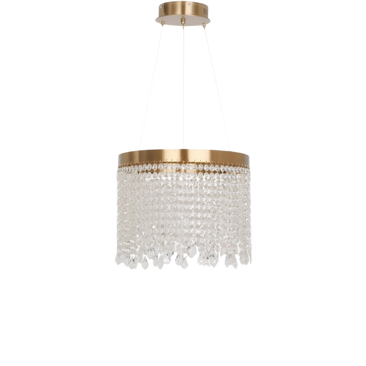 Gold Drum Crystal Chandelier | Hand-Beaded | Integrated LED
