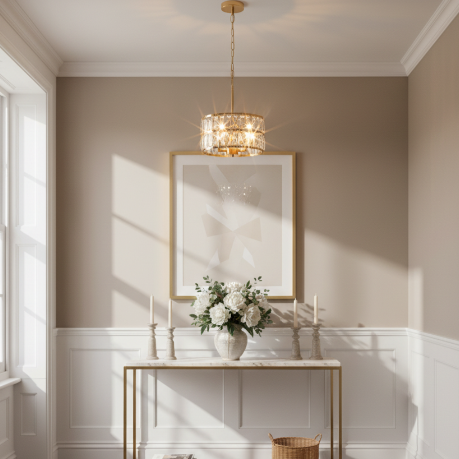 Gold K9 Crystal Pendant Light 30cm | E14