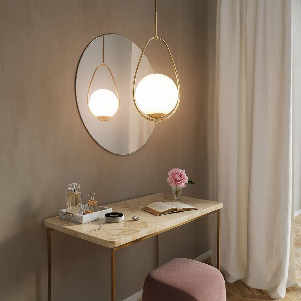 Gold Opal Glass Globe Pendant Light | Dimmable LED