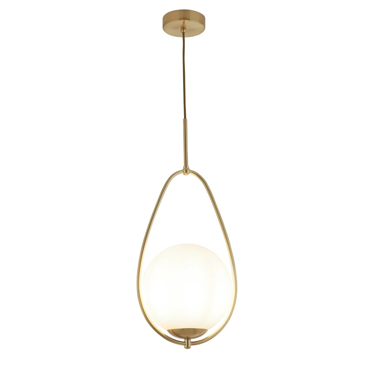 Gold Opal Glass Globe Pendant Light | Dimmable LED