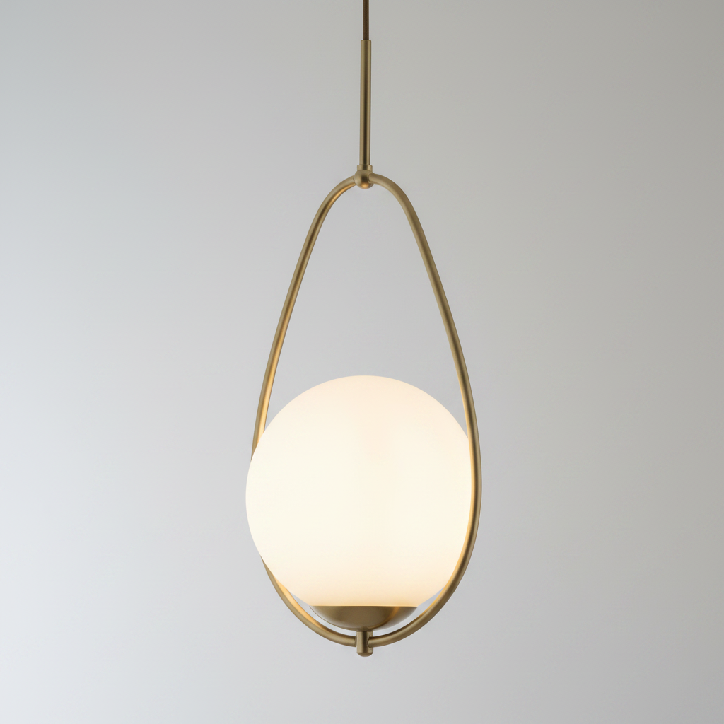 Gold Opal Glass Globe Pendant Light | Dimmable LED