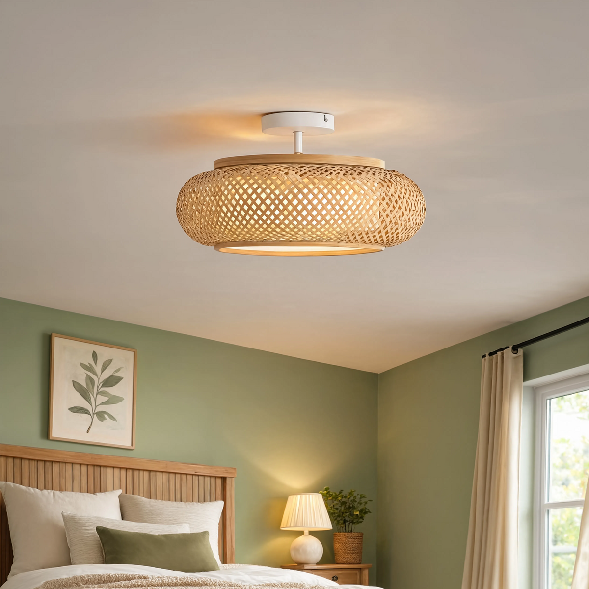 Handwoven Bamboo Rattan Ceiling Light 40cm | 3x E27 included