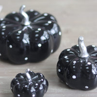 Ceramic Pumpkin Black Polka Dot - Tiny 4Pc Set