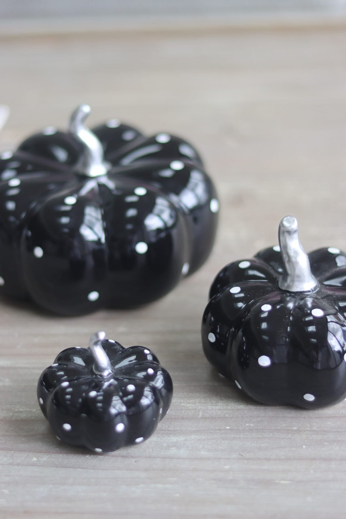 Ceramic Pumpkin Black Polka Dot - Tiny 4Pc Set