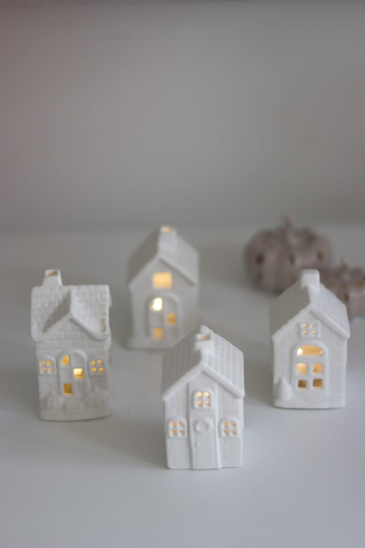 LED Small Ceramic houses - Autumn 4pc