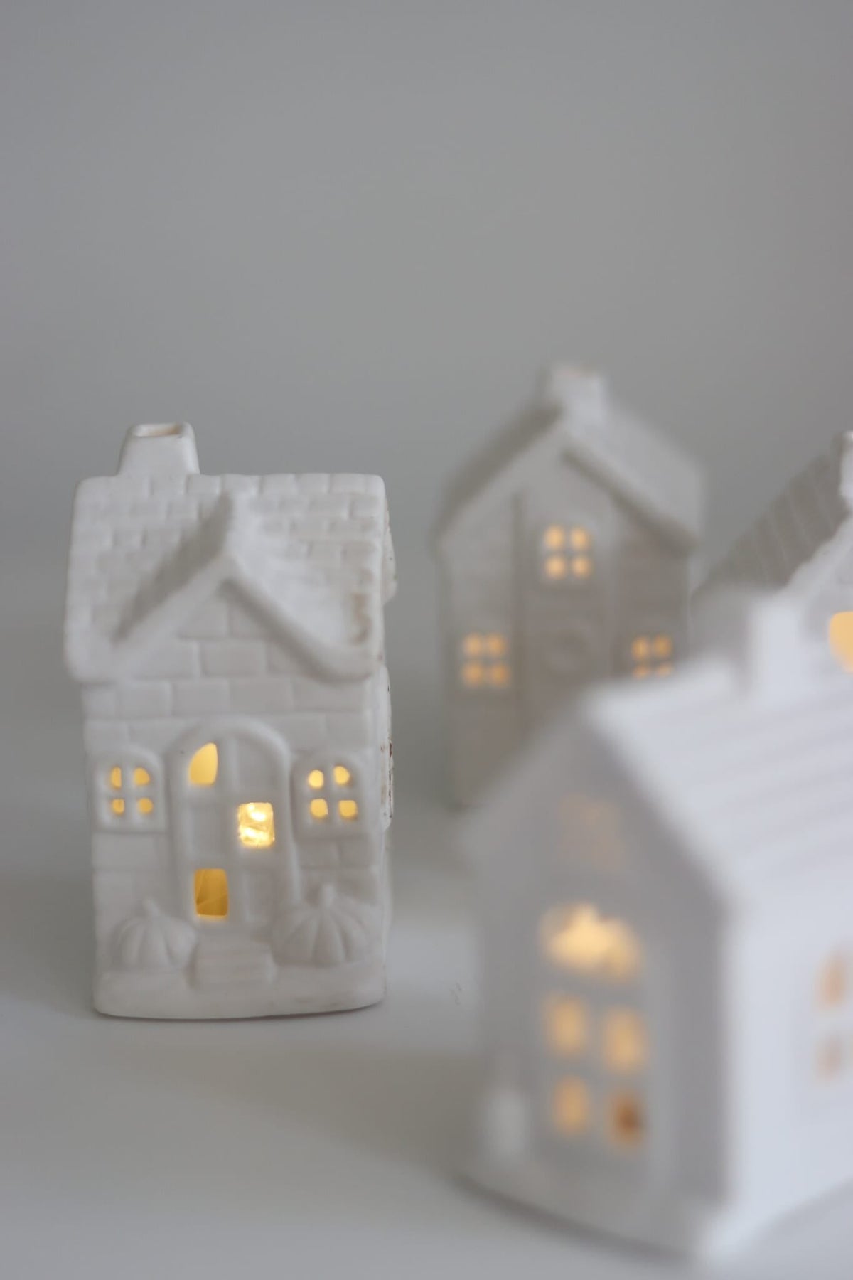 LED Small Ceramic houses - Autumn 4pc