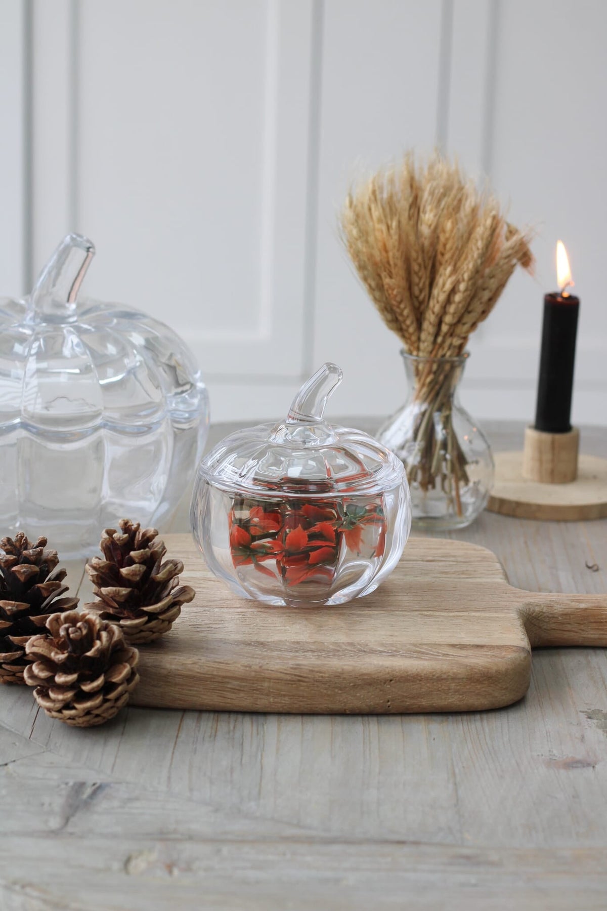 Set of 2 Glass Pumpkin Jars