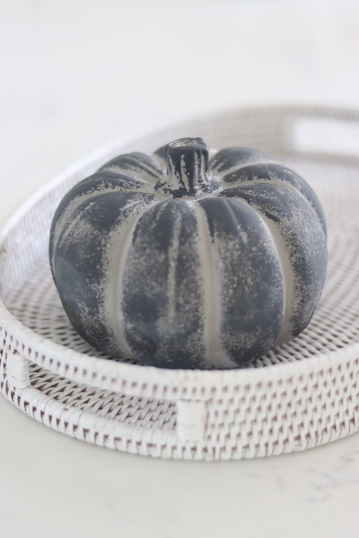 Black Stone Resin Pumpkin - Large