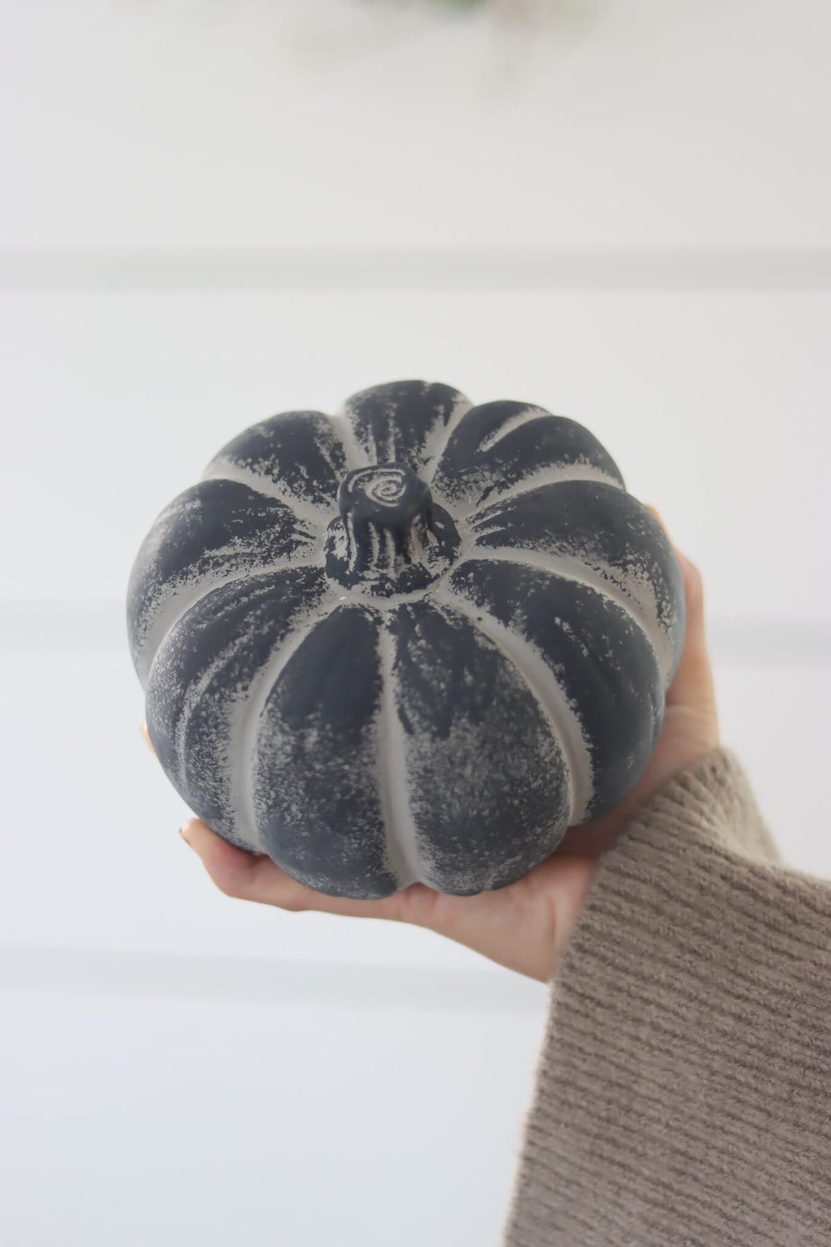 Black Stone Resin Pumpkin - Large