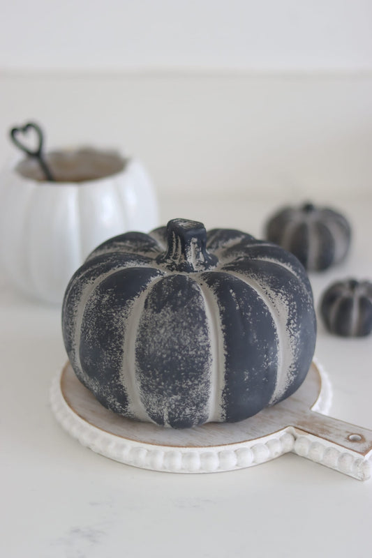 Black Stone Resin Pumpkin - Large