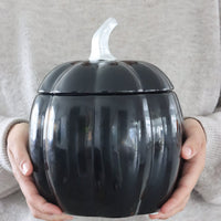 Ceramic Pumpkin Jar - Black Small
