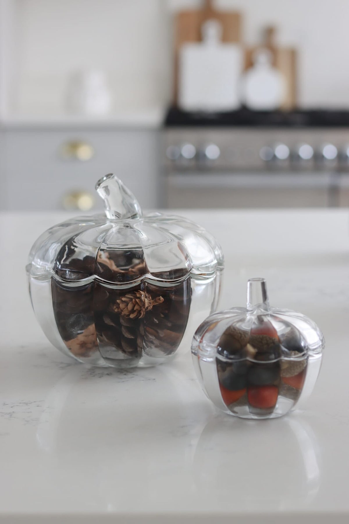 Set of 2 Glass Pumpkin Jars
