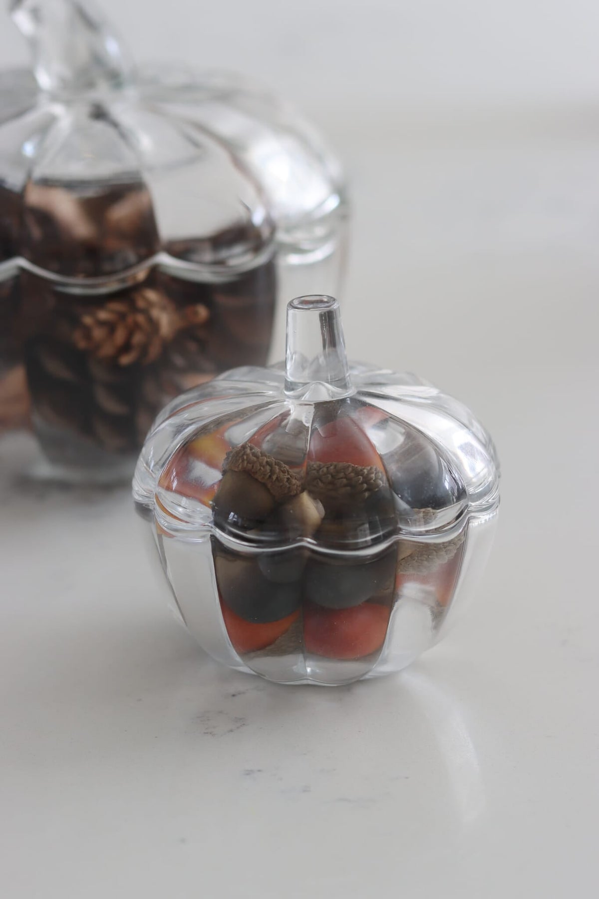 Set of 2 Glass Pumpkin Jars