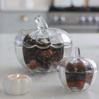Set of 2 Glass Pumpkin Jars