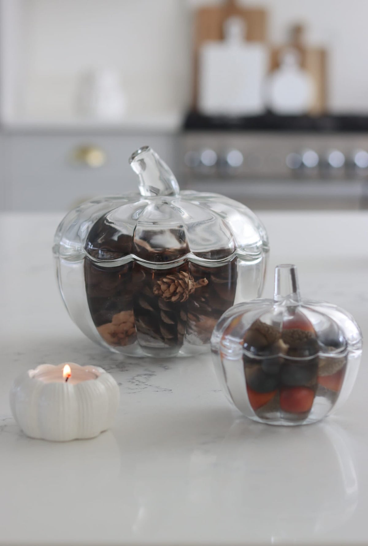 Set of 2 Glass Pumpkin Jars