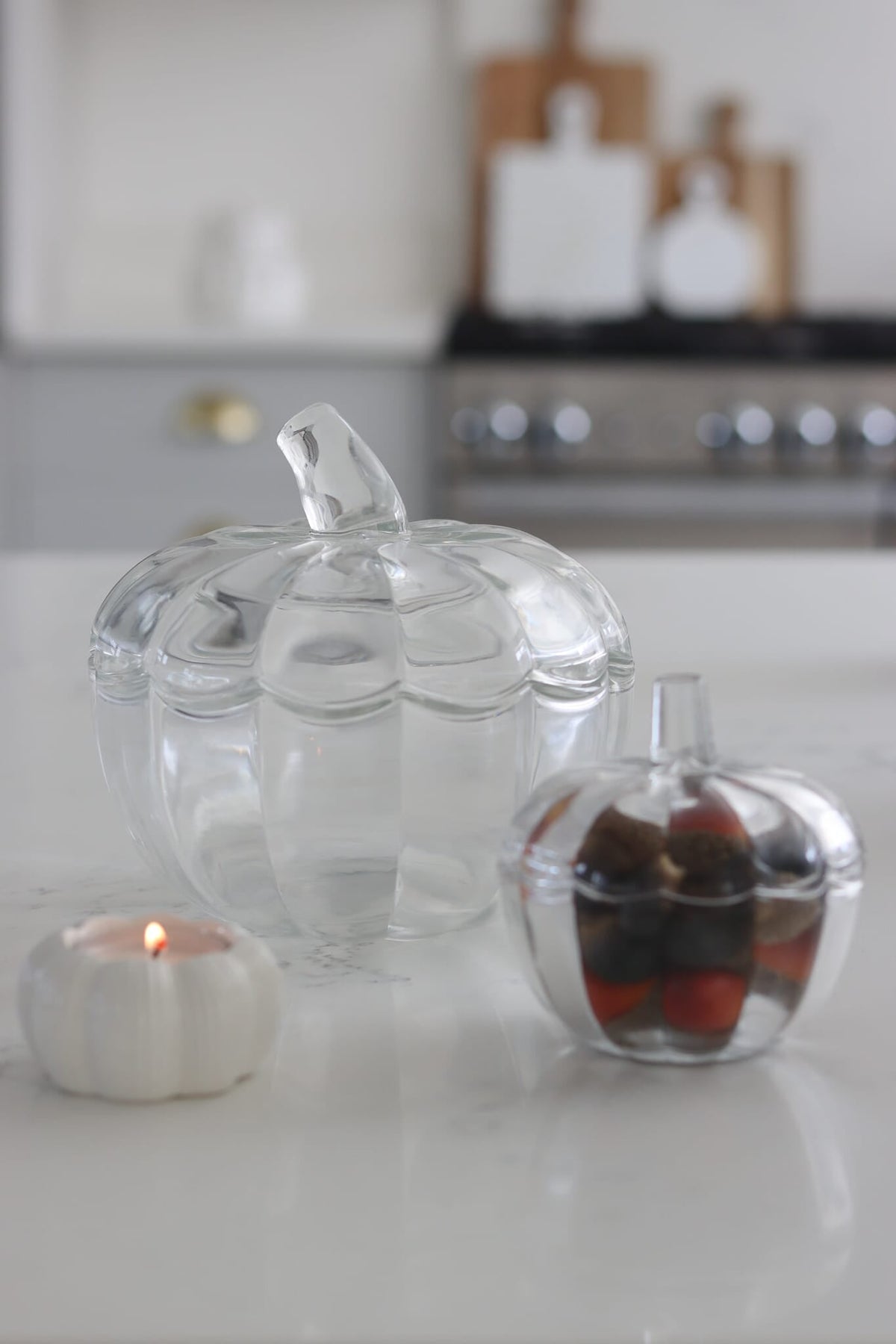 Set of 2 Glass Pumpkin Jars
