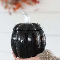 Ceramic Pumpkin Jar - Black Small