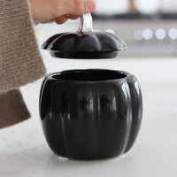 Ceramic Pumpkin Jar - Black Small