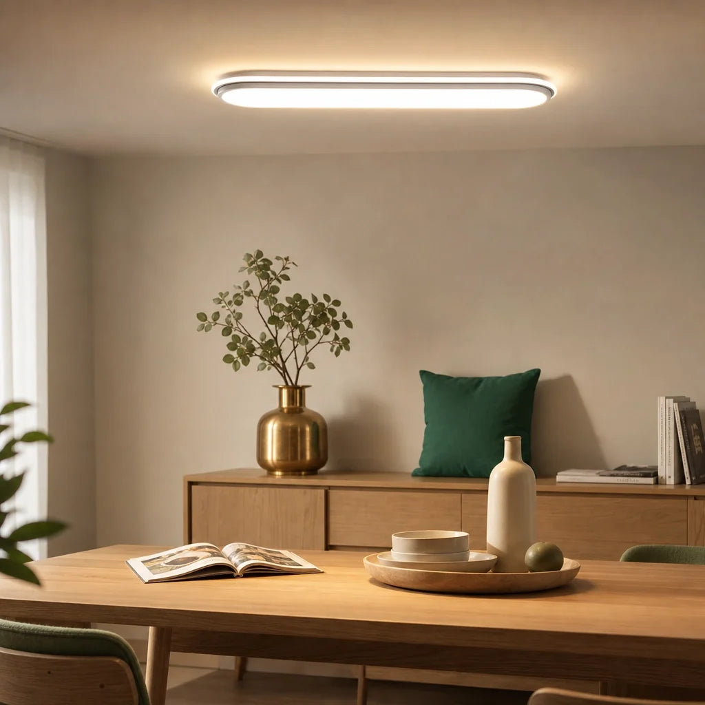 White Linear LED Ceiling Light 60 cm | Dimmable | Remote