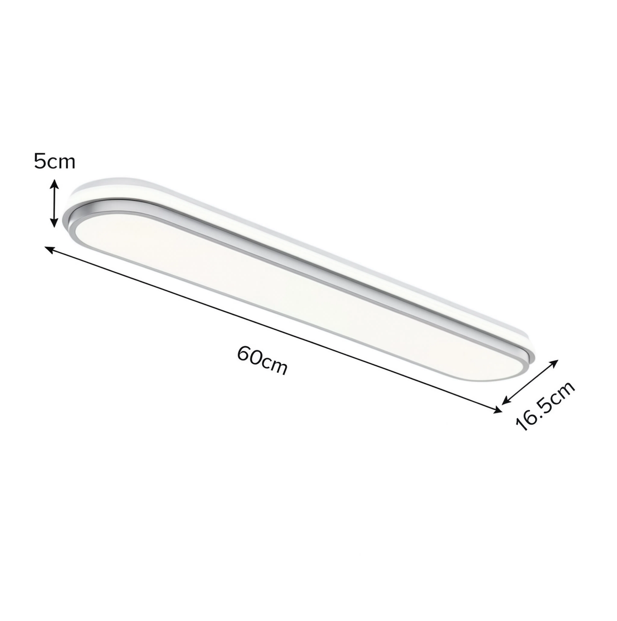 White Linear LED Ceiling Light 60 cm | Dimmable | Remote