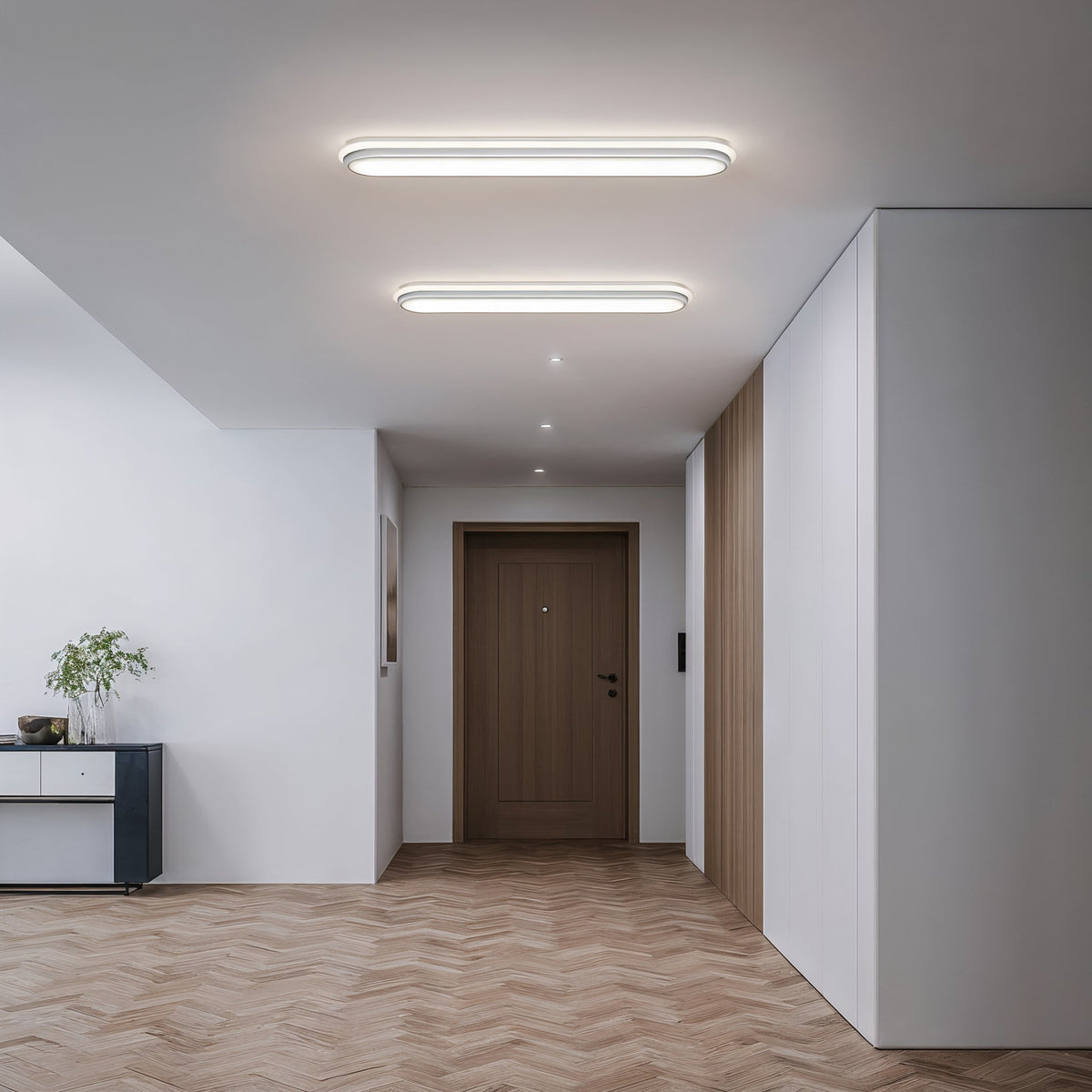 White Linear LED Ceiling Light 60 cm | Dimmable | Remote