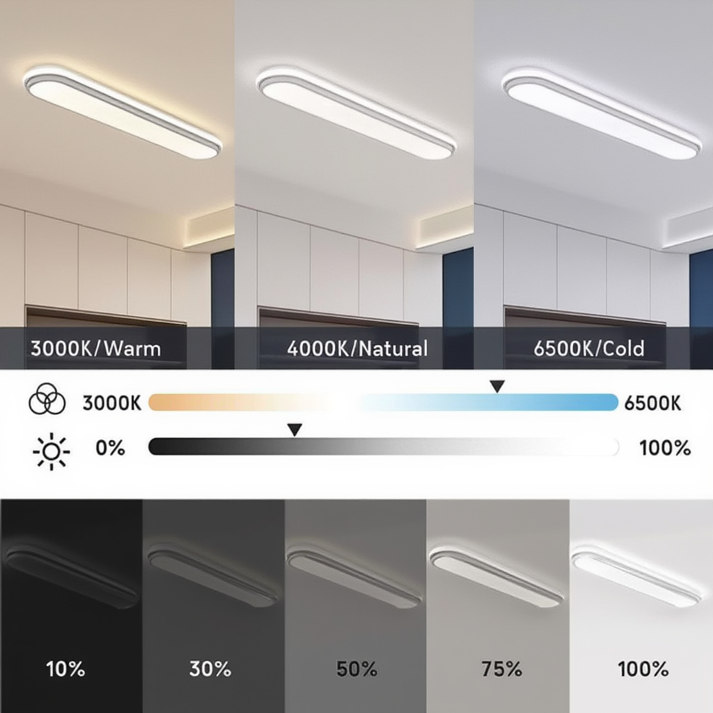White Linear LED Ceiling Light 60 cm | Dimmable | Remote