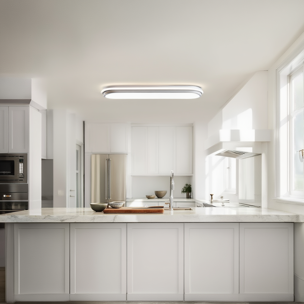 White Linear LED Ceiling Light 60 cm | Dimmable | Remote