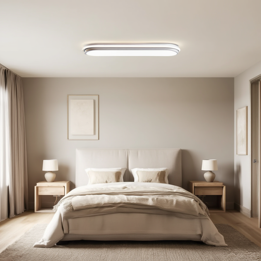 White Linear LED Ceiling Light 60 cm | Dimmable | Remote