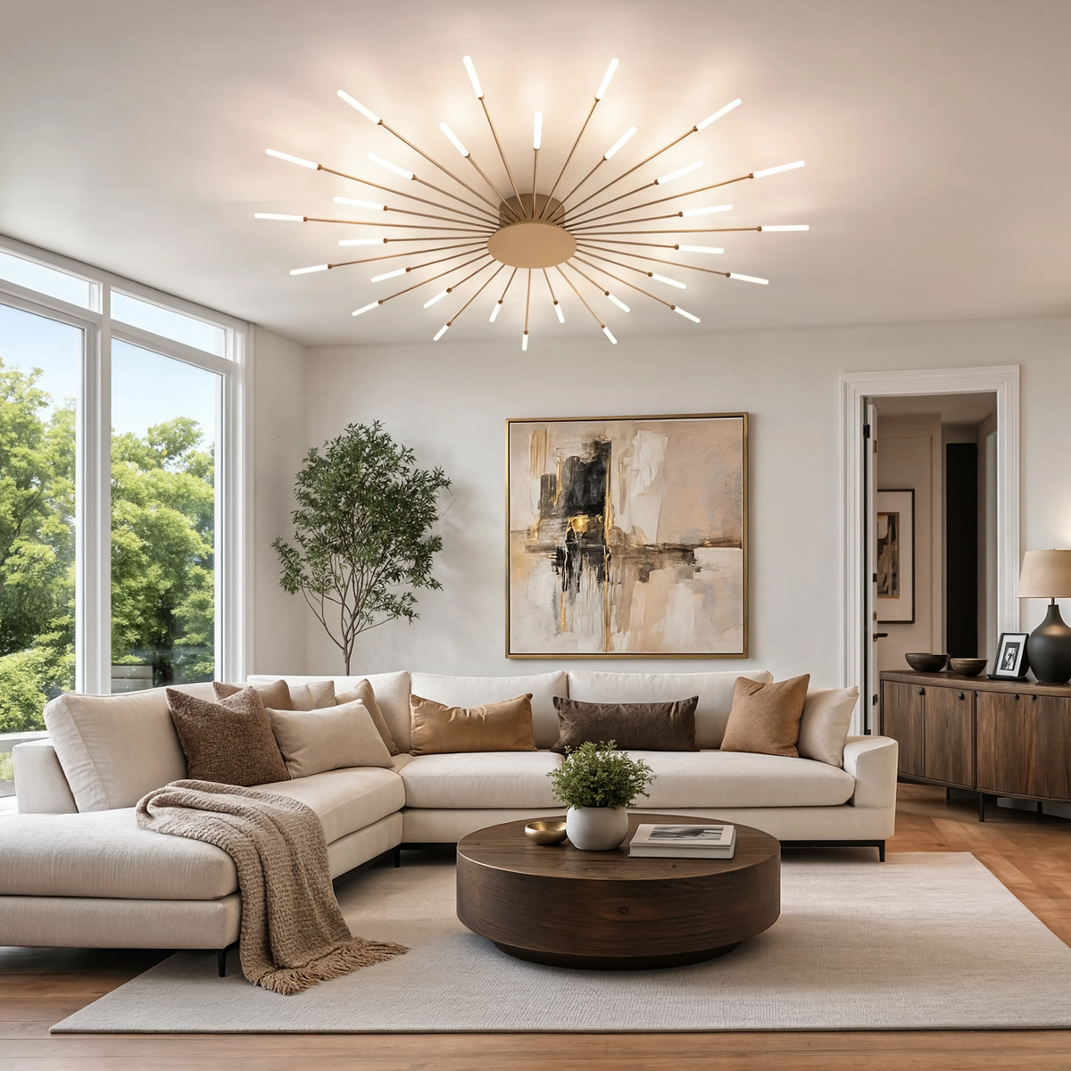 Firework LED Flush Ceiling Light 128cm | Large Living Room