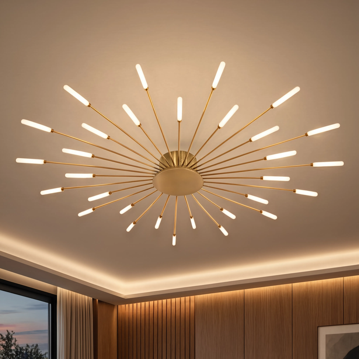 Firework LED Flush Ceiling Light 128cm | Large Living Room
