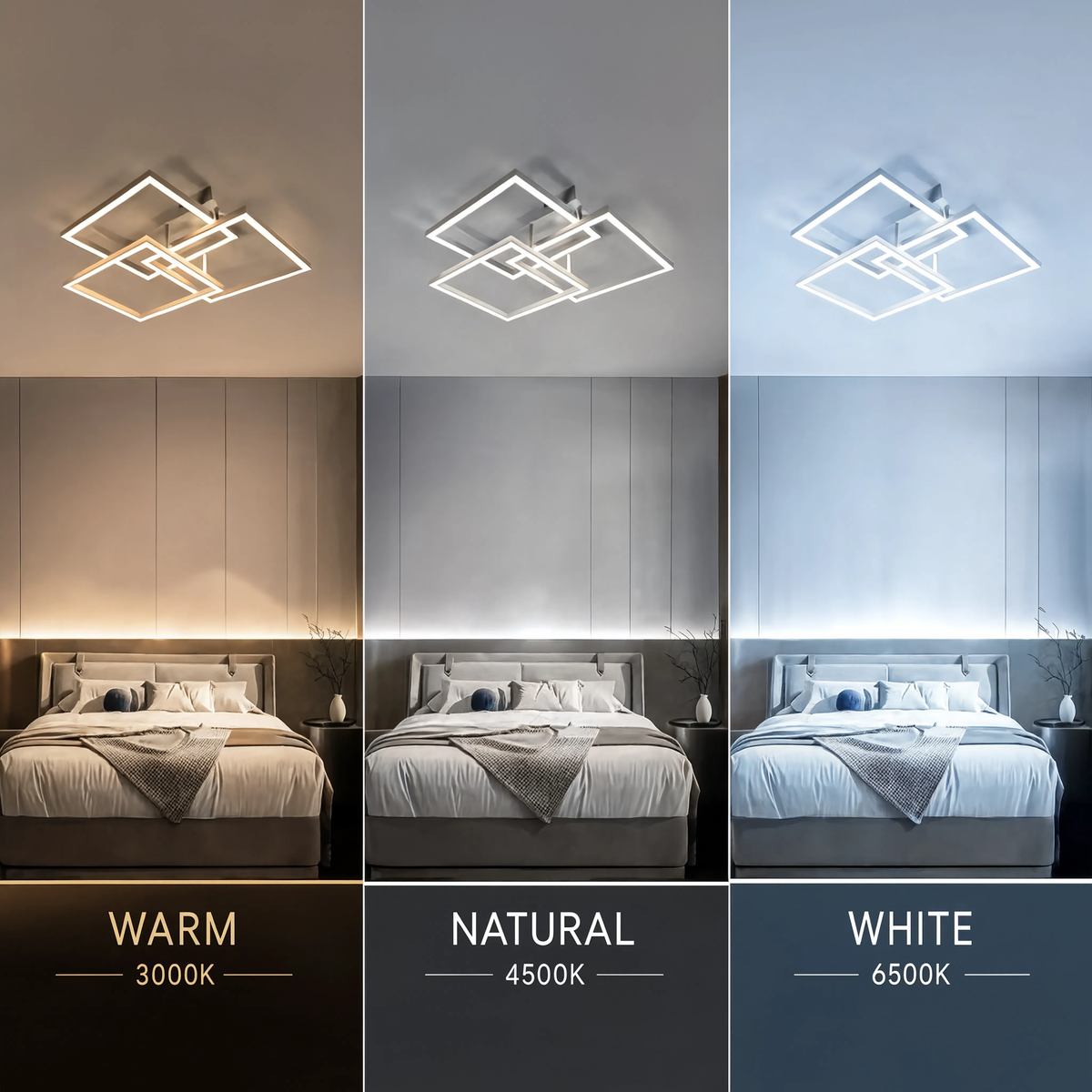 White Layered Square LED Ceiling Light | Dimmable Remote