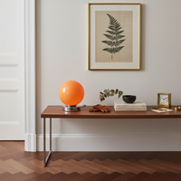 Orange Vintage Glass Ball Bedside Lamp 18cm | 3-Colour LED