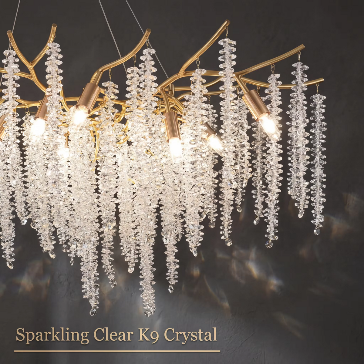 Gold Branch Crystal Chandelier 60cm | 8-Light G9