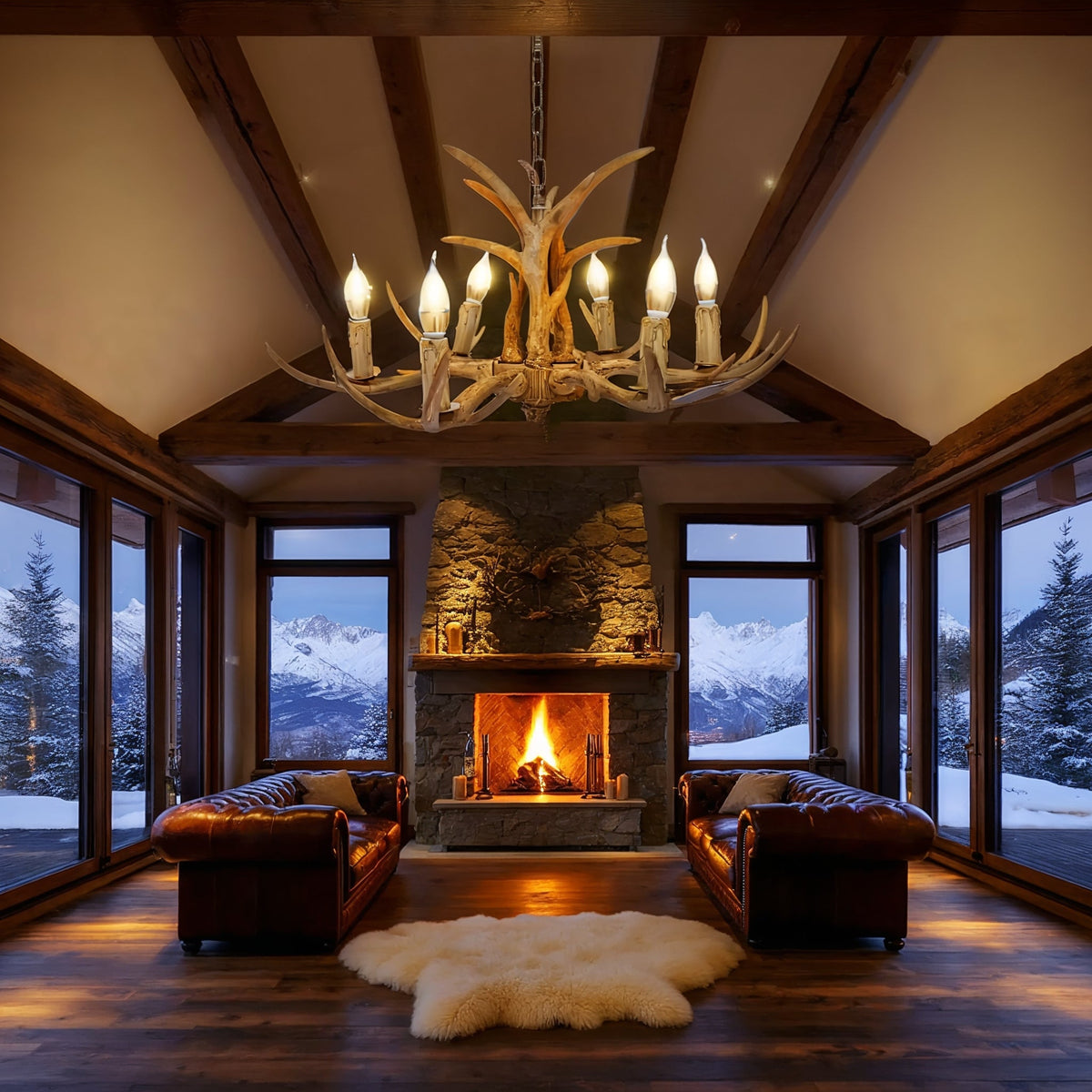 Rustic Antler Chandelier 6-Light | E14 Bulbs Included