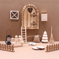 Christmas Accesories String Hat DollHouse Elf Kit Wreath Mini Tree Fairy House Simulation Scene Model Miniature Elf Door