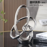 Ring Shaped Ornaments Electroplated Ceramic Sculpture Statue Decoration Furnishing Home Decor Crafts Home Accessories Figurines