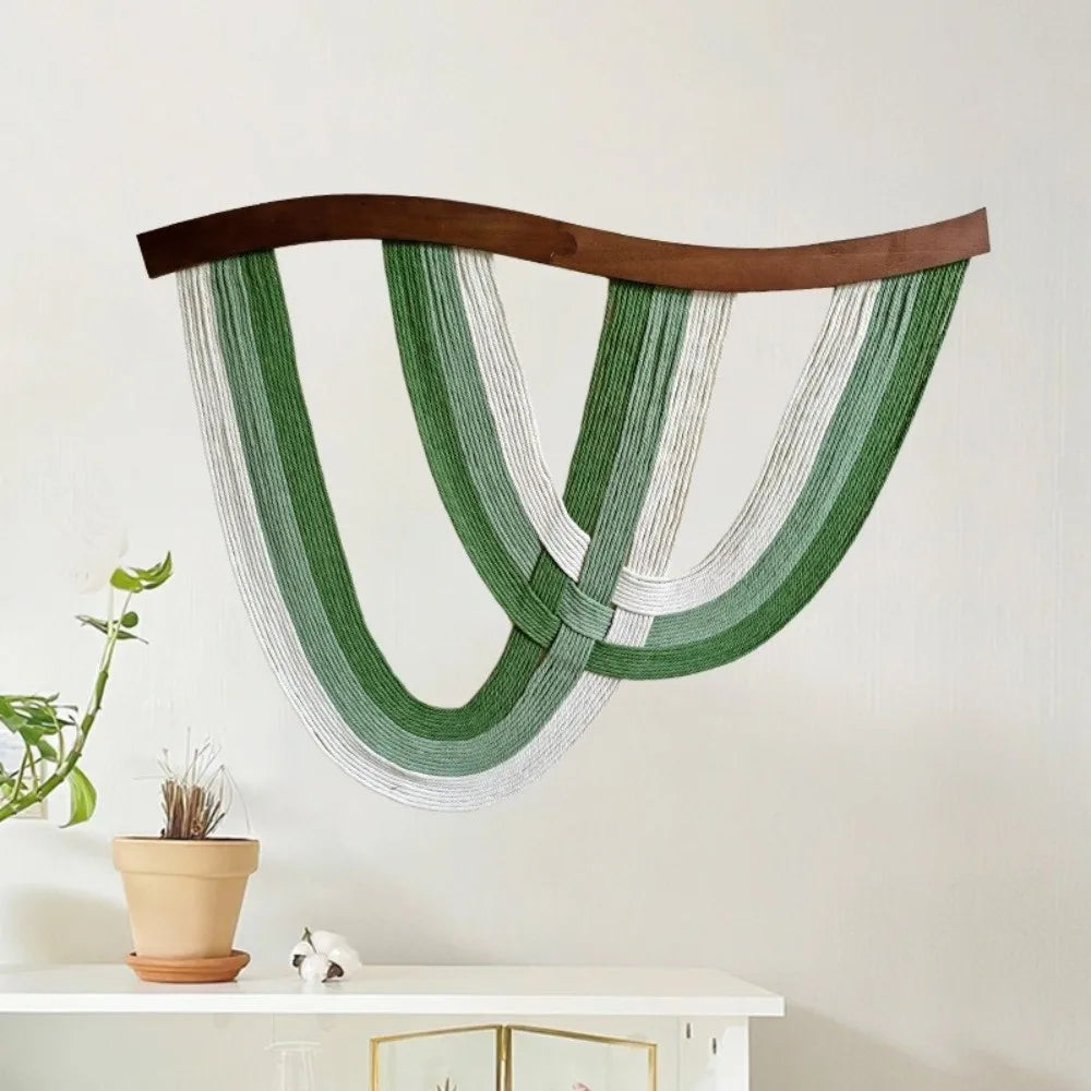 Crafts Wooden Bohemian Wall Decor Retro Yarn Woven Wall Art Tassel Tapestry Aesthetic Wall Hanging Pendant Living Room
