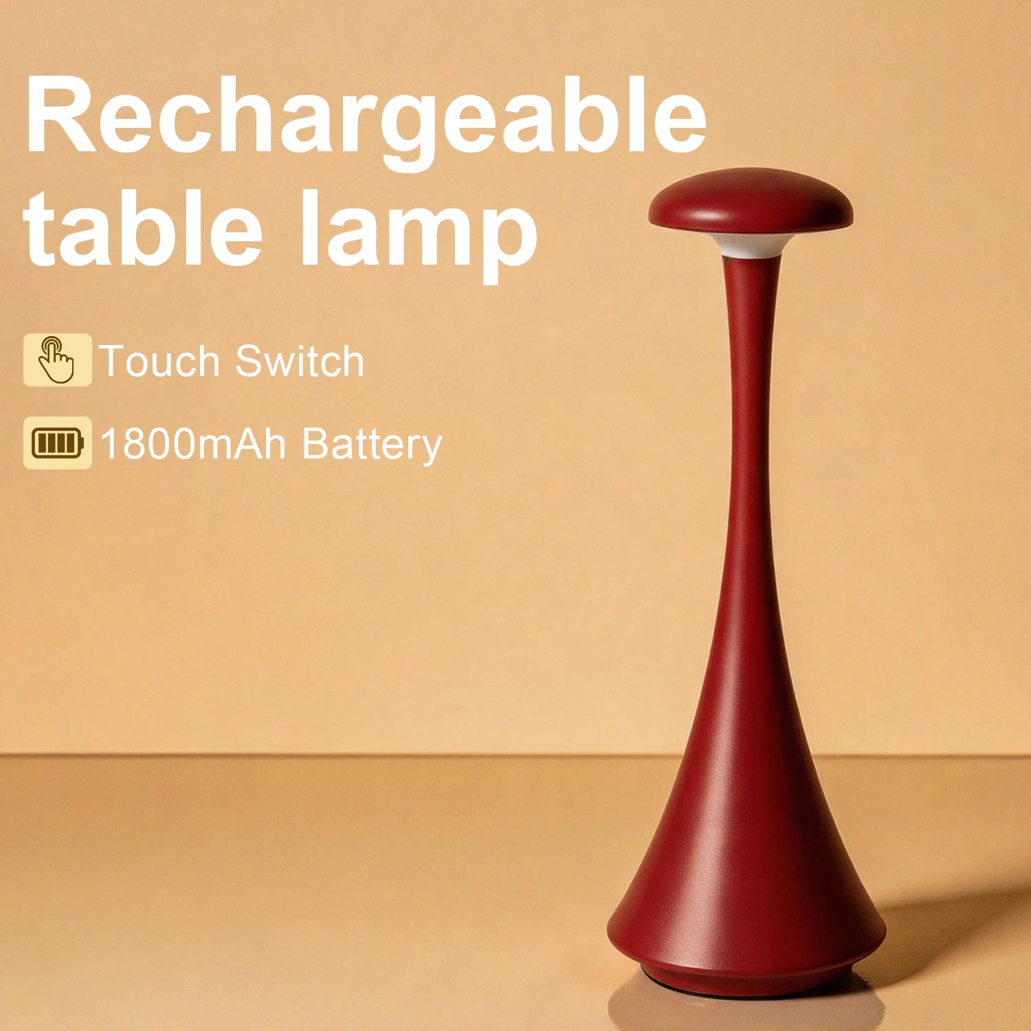 New Arrival Mushroom Table Lamp Rechargeable Wireless Touch Lamp Creative Desk Lamp USB-C Desk Lamp Bedroom Atmosphere Light